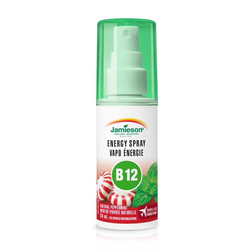 Jamieson Vitamine B12 500 mcg en vaporisateur saveur naturelle de framboise 58 ml