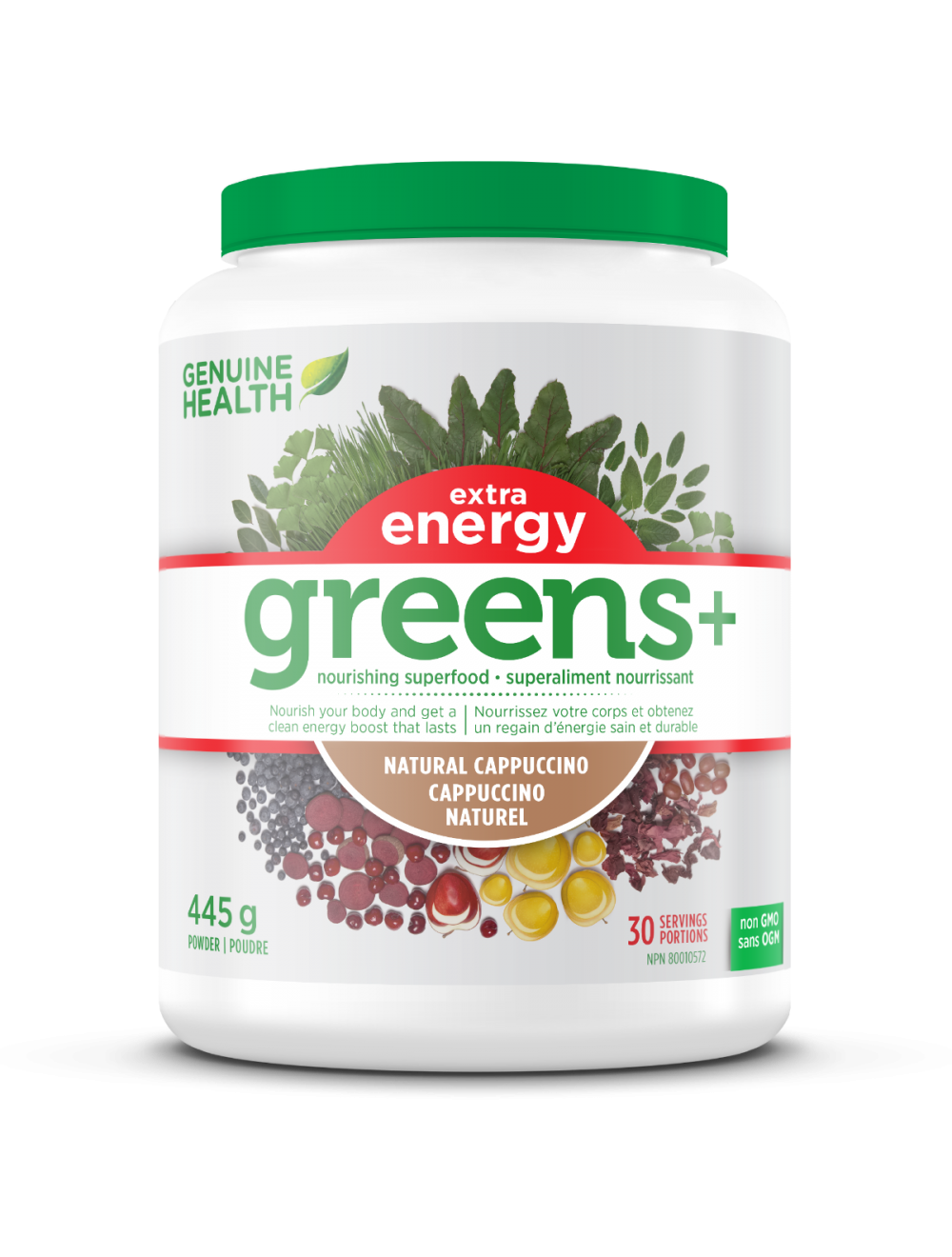 Genuine Health greens+ Extra energy - Capuccino - Ebambu.ca free delivery >59$