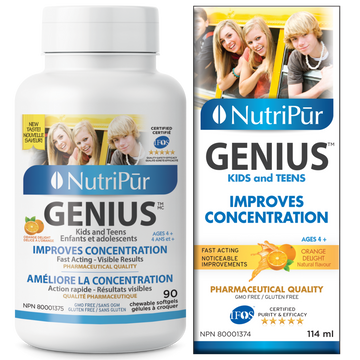 Nutripur GENIUS Kids & Teens - Attention Deficit Disorder/Hyperactivity (ADD/ADHD), school performance, concentration, memory, anxiety, insomnia, Difficulty with reading and writing. - Ebambu.ca natural health product store - free shipping <59$ 